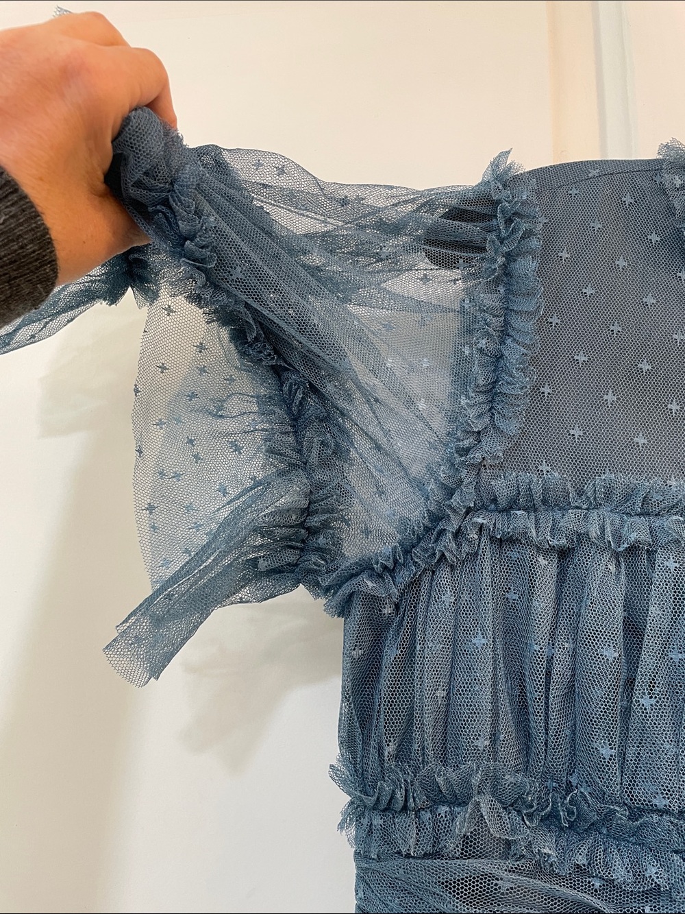 Ivy City Co Dusty Blue Ruffle Tulle Dress - Picture 4 of 17